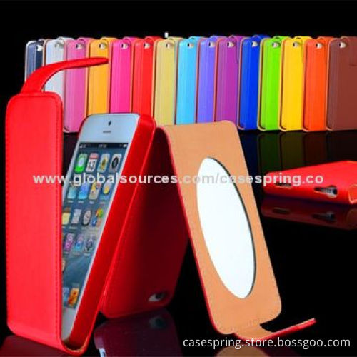 Flip PU Leather Case with Mirror for iPhone 5/5S